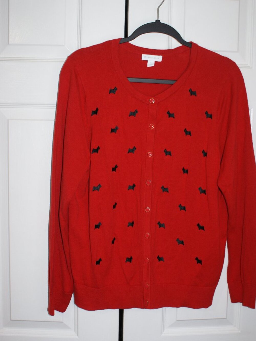 Charter Club Scotty Dog Cardigan - Red and Black size XL - LIKE NEW